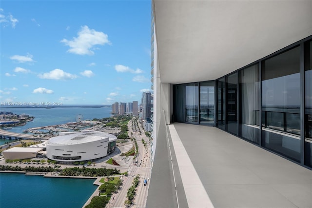 balcony with a water view