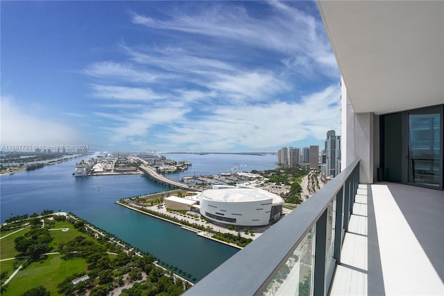 balcony with a water view