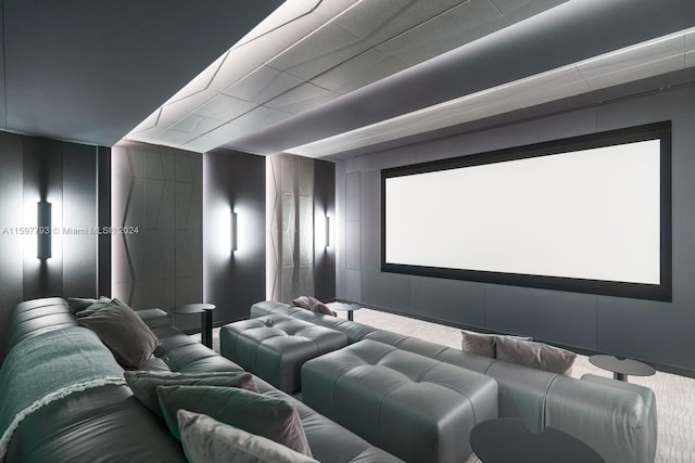 view of carpeted home theater room