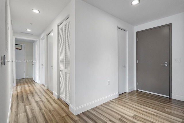 hall featuring light hardwood / wood-style flooring