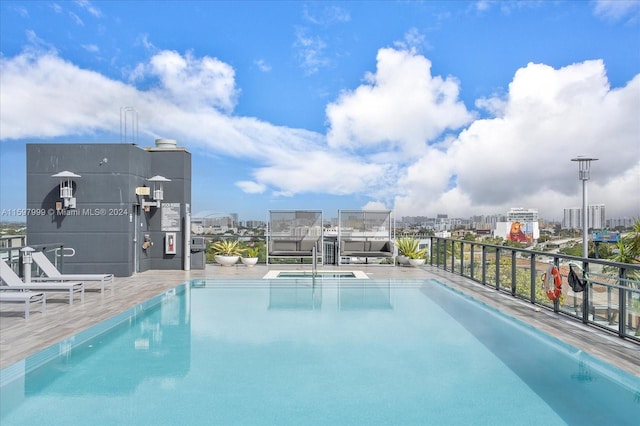 view of pool featuring sink