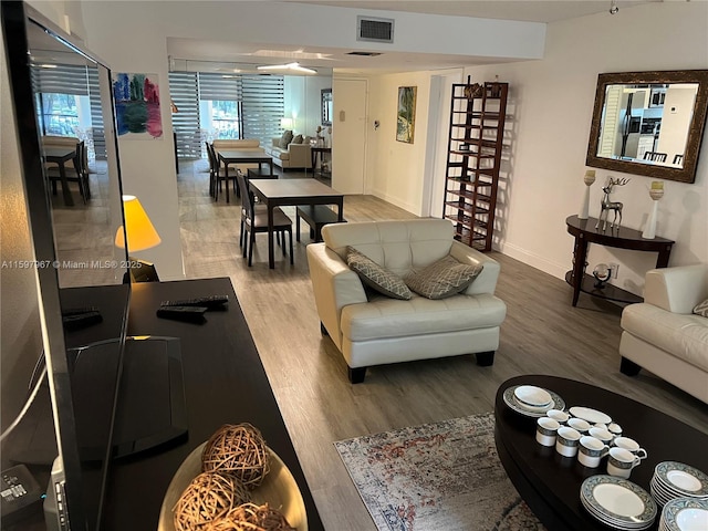 living room featuring hardwood / wood-style flooring