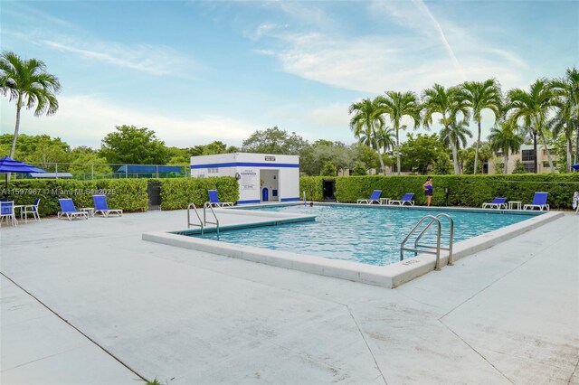 view of pool featuring a patio