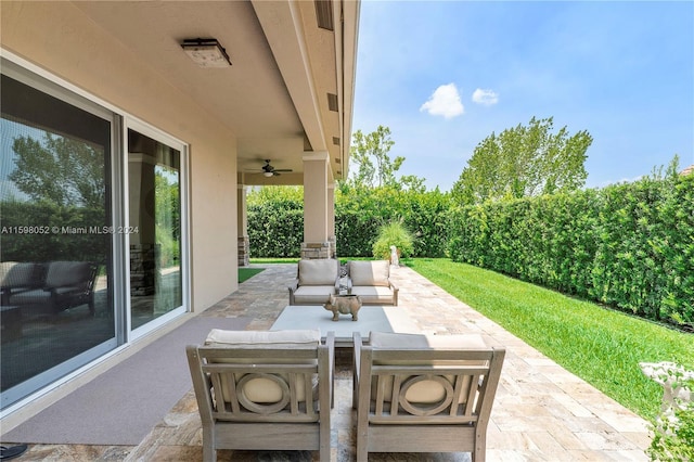 view of patio with ceiling fan