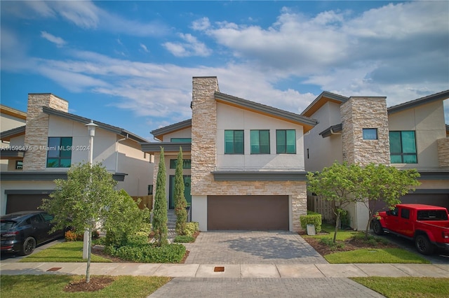 contemporary home featuring a garage