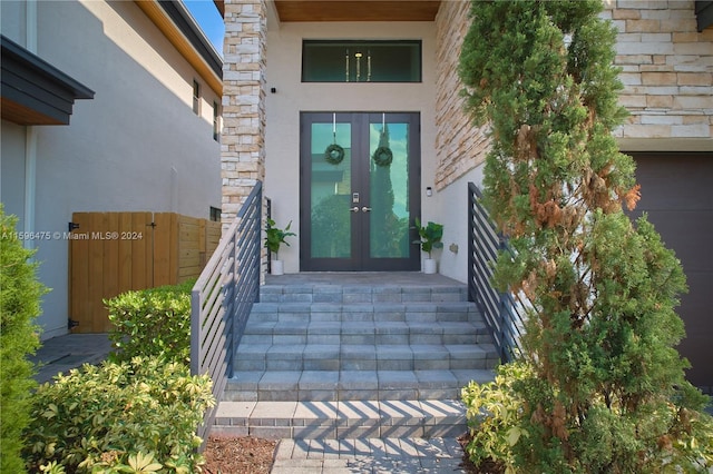 doorway to property with french doors