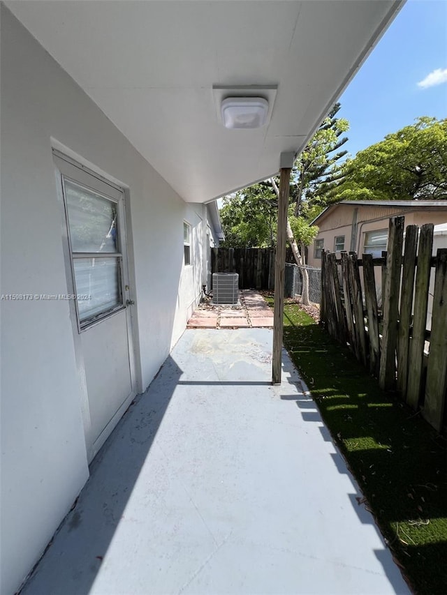 view of patio featuring central air condition unit