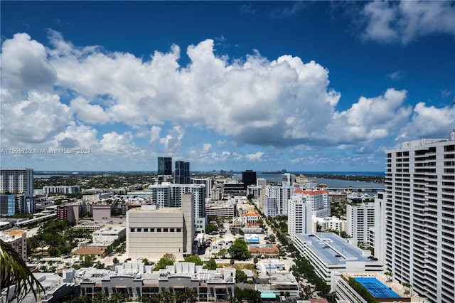 property's view of city featuring a water view