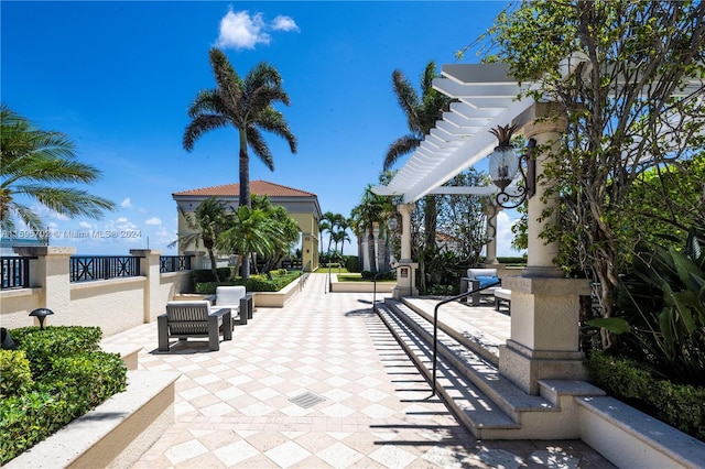 exterior space featuring a pergola