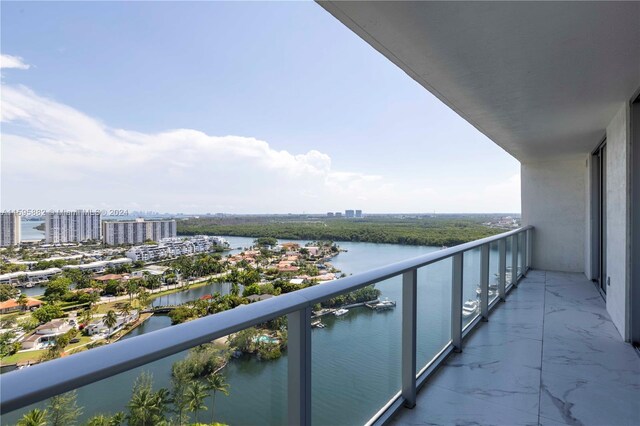 balcony with a water view