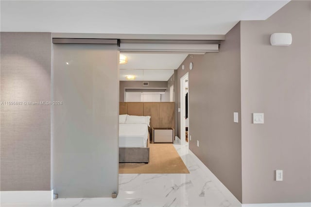 bedroom featuring light tile floors