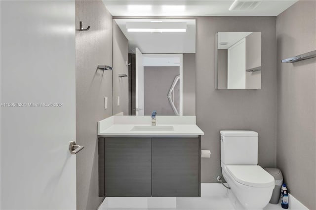 bathroom with toilet and vanity