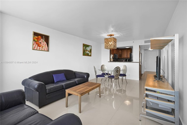 view of tiled living room