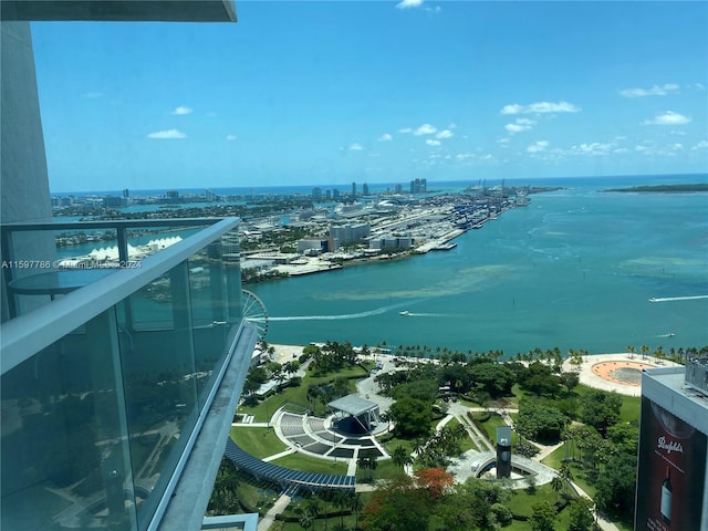 bird's eye view with a view of city and a water view