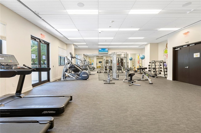 gym with carpet floors