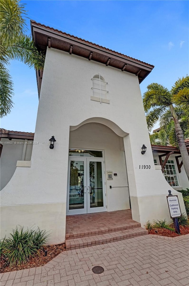 property entrance with french doors