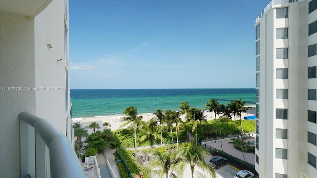 property view of water featuring a view of the beach