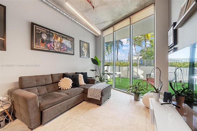 view of tiled living room