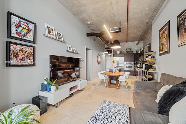 view of tiled living room