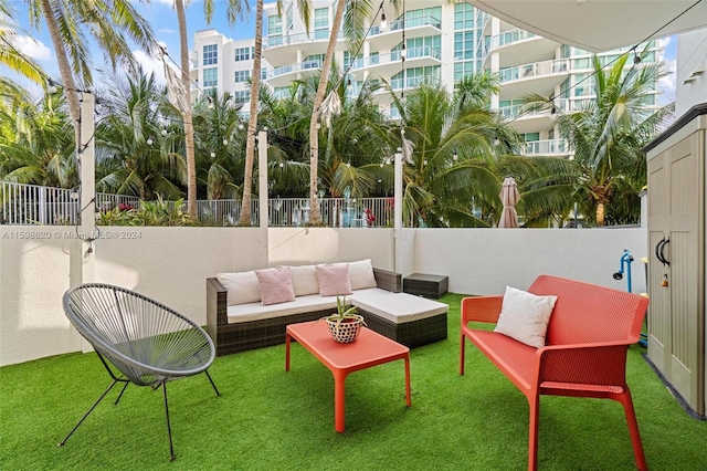 view of patio with an outdoor living space