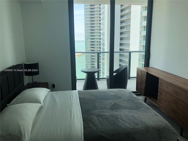 bedroom with a water view