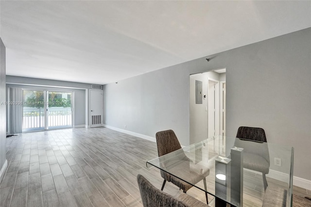 dining area featuring light hardwood / wood-style flooring