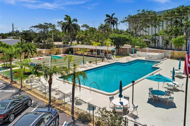 view of pool featuring a patio area