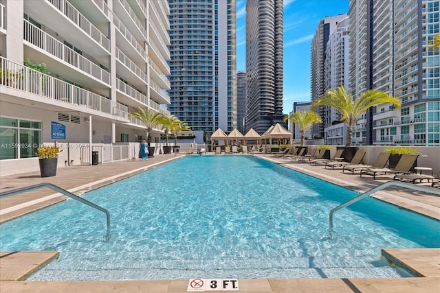 view of pool with a patio area