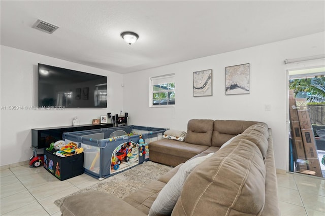 view of tiled living room