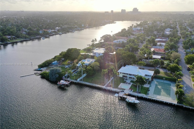 bird's eye view featuring a water view