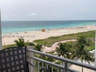 view of water feature featuring a beach view