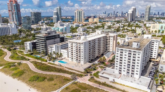 aerial view with a city view