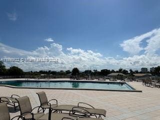 view of swimming pool with a patio