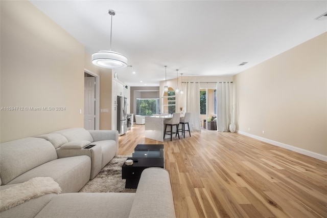 living room featuring light hardwood / wood-style flooring