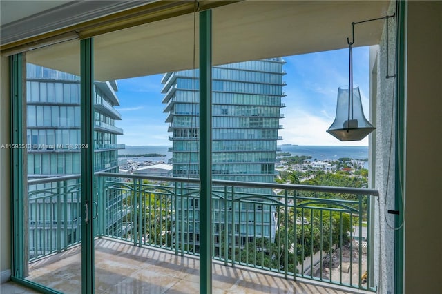 balcony with a water view