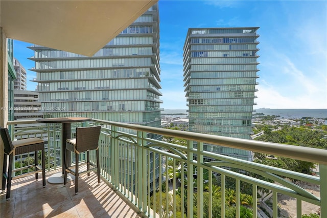 balcony with a water view