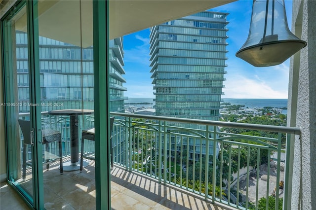 balcony with a water view