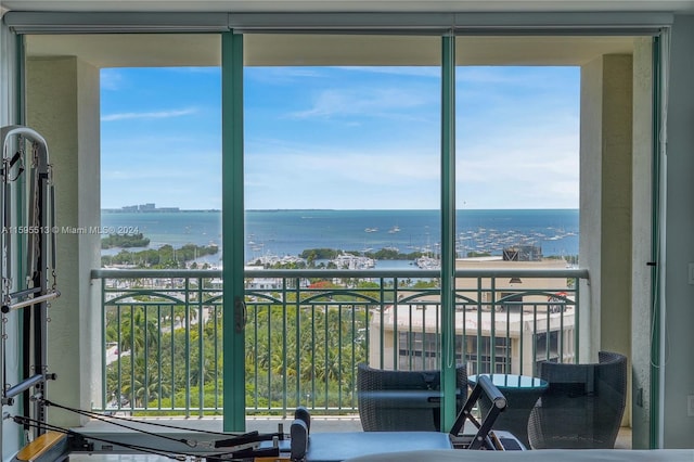 balcony with a water view