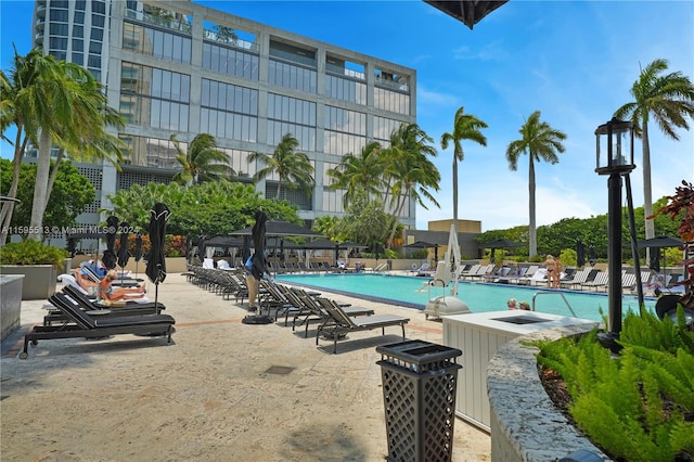 view of pool with a patio area