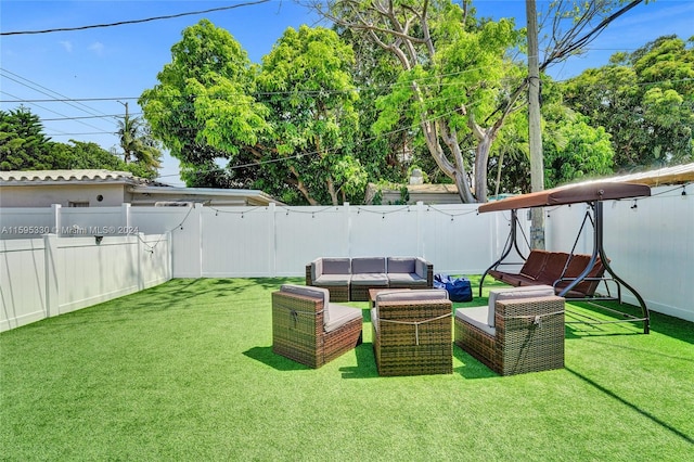 view of yard with an outdoor living space