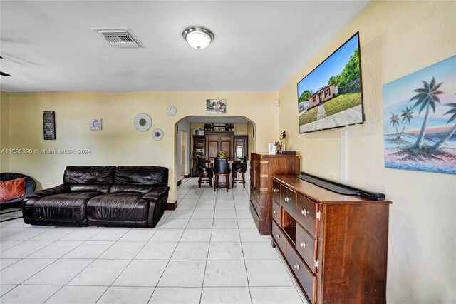 view of tiled living room