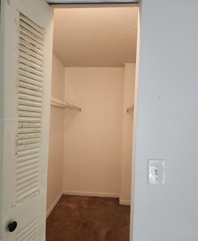 spacious closet with dark carpet