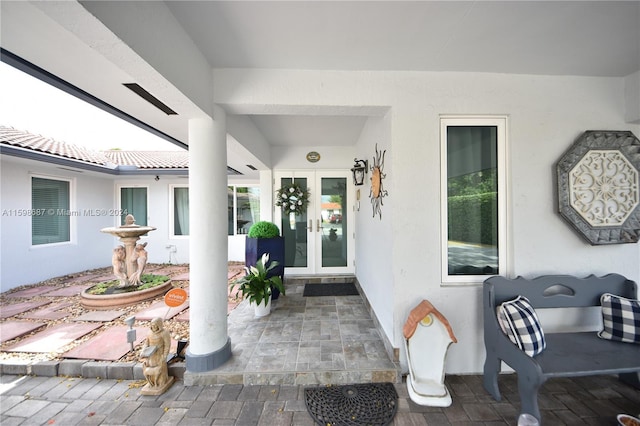 property entrance with french doors