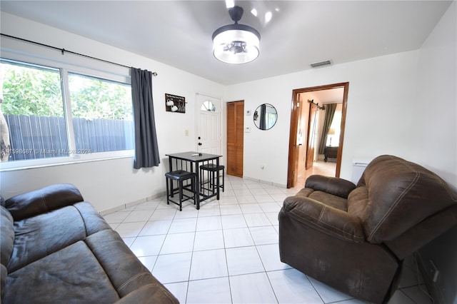 view of tiled living room