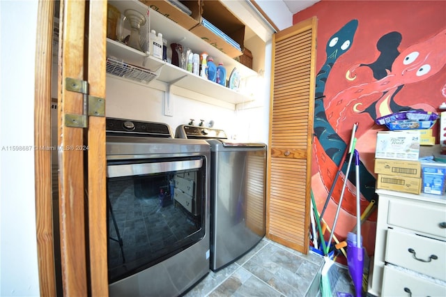 washroom with independent washer and dryer