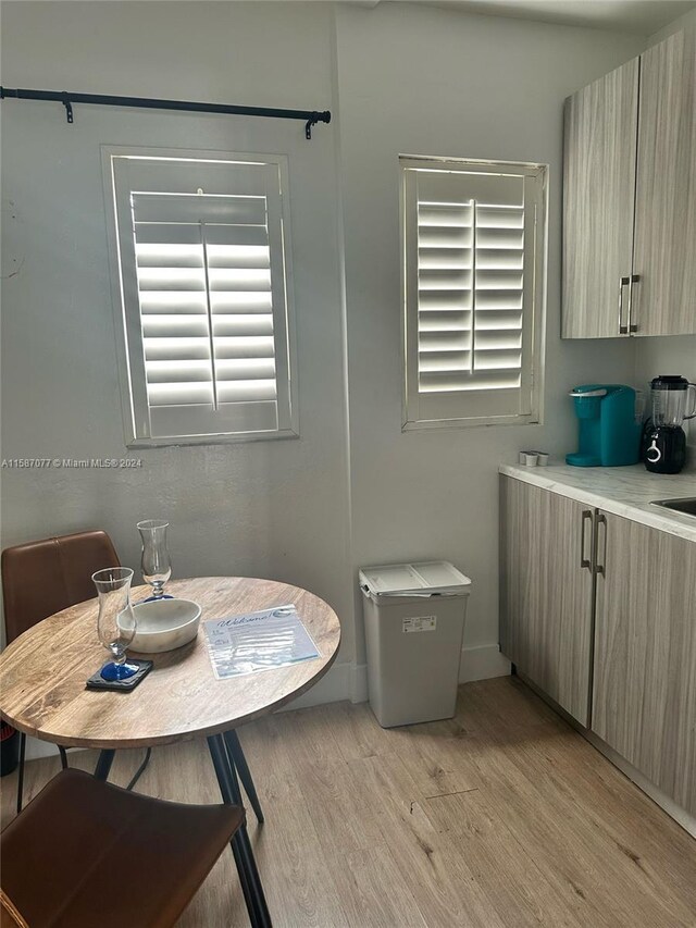 dining area with light hardwood / wood-style flooring