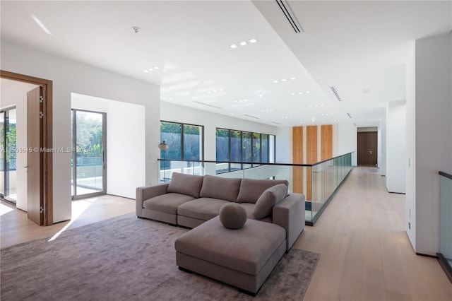 living room featuring light hardwood / wood-style flooring