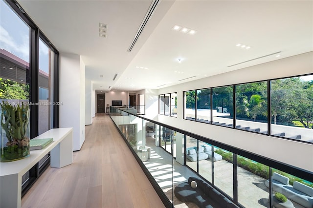 hall featuring light wood-type flooring