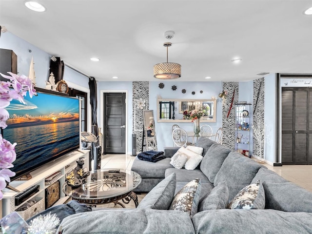 view of tiled living room