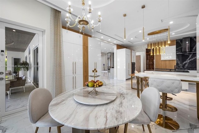 dining room featuring an inviting chandelier